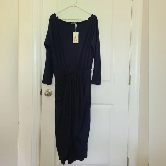 NWT Pretty Garden One Shoulder Asymmetrical Cocktail Dress, L, Navy - Picture 5 of 10